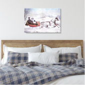 Toile Noël Vintage, La Route Hiver, Cheval Sleigh (Insitu(Chambre))