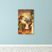 Toile Noël Vintage, Nativité Religieuse avec Bébé Jésus (Insitu (Plancher de Bois))