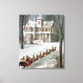 Toile Noël vintage, Saint Nicolas avec rennes (Recto)