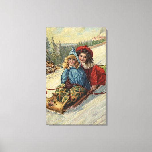 Toile NoëlDeux Petites Filles Dormir (Recto)