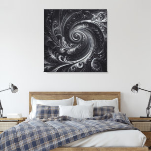 Toile Noir Blanc Gris Abstrait Moderne Simple Tourbillon