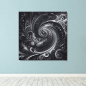 Toile Noir Blanc Gris Abstrait Moderne Simple Tourbillon (Insitu (Plancher de Bois))