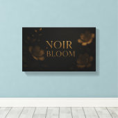 Toile Noir Bloom Elegant Floral Art | Gold and Black Mod (Insitu (Plancher de Bois))