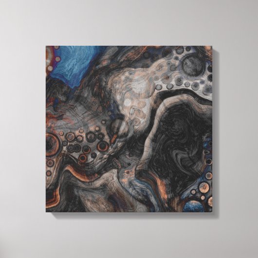 Toile Noir, Brown, gris et bleu Abstrait moderne (Recto)