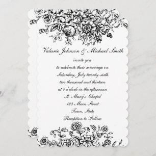 Toile noir et blanc, invitation de mariage personn