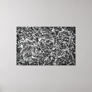 Toile NOIR ET BLANC IV - Peinture d'action -Abstrait-