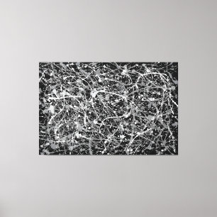 Toile NOIR ET BLANC IV - Peinture d'action -Abstrait-