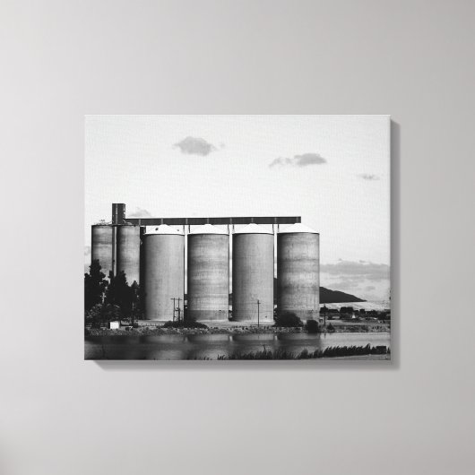 Toile Noir Et Blanc Monochrome Grain Rural Silos (Recto)
