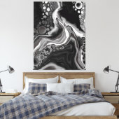 Toile Noir et Marbre blanc Digital Fluid Art (Insitu(Chambre))