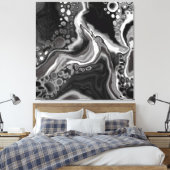 Toile Noir et Marbre blanc Digital Fluid Art (Insitu(Chambre))