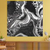 Toile Noir et Marbre blanc Digital Fluid Art (Insitu(Salon))