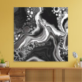 Toile Noir et Marbre blanc Digital Fluid Art (Insitu(Salon))