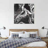 Toile Noir et Marbre blanc Digital Fluid Art (Insitu(Chambre))