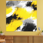 Toile Noir Jaune Blanc Moderne Abstrait Brosses (Insitu(Salon))