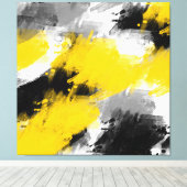 Toile Noir Jaune Blanc Moderne Abstrait Brosses (Insitu (Plancher de Bois))