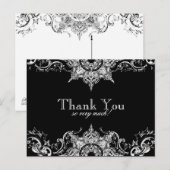 Toile noir n blanc Damask Merci Note Carte postale (Devant / Derrière)