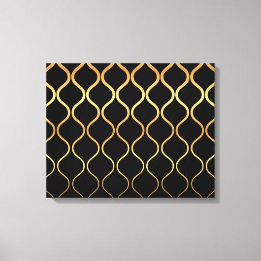 Toile Noir, or, cool, tendance, design abstrait rétro (Recto)
