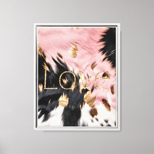 Toile Noir rose Blanc Or Glam Cowhide Parties scintillan