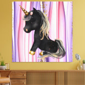 Toile Noir Unicorne oreilles roses (Insitu(Salon))