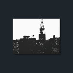 Toile noire blanche New York City Pop Art envelopp<br><div class="desc">Brooklyn Bridge,  River and Manhattan Cityscape,  Skyscrapers et bâtiments</div>