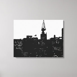 Toile noire blanche New York Silhouette enveloppée