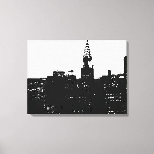 Toile noire blanche New York Silhouette enveloppée (Recto)