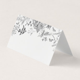 Toile Noire De Jouy Floral Place Carte Décor Table