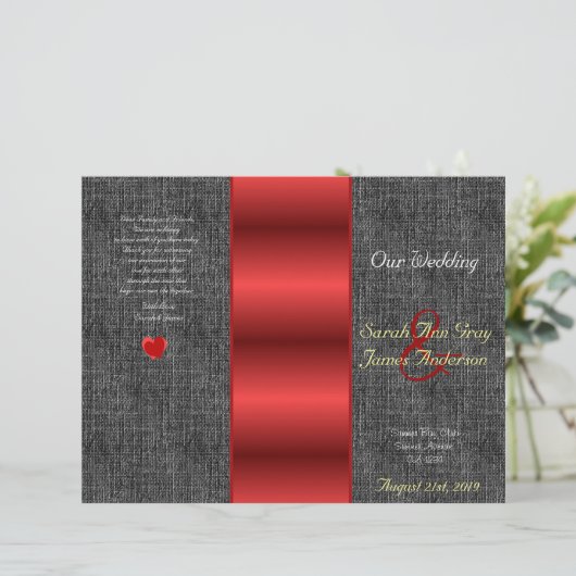 Toile noire et programme de mariage satiné rouge (Debout devant)