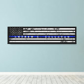Toile Nom complet Drapeau de police de ligne bleue mince (Insitu (Plancher de Bois))