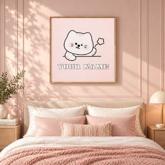 Toile Nom de chat mignon clignant personnalisé