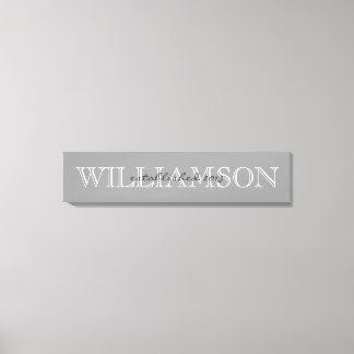 Toile Nom de famille gris signe monogramme