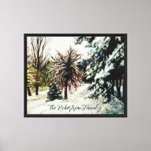 Nom de famille Monogramme Aquarelle Hiver Nature N