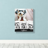 Toile Nom de script de collage photo tendance blanc noir (Insitu (Plancher de Bois))