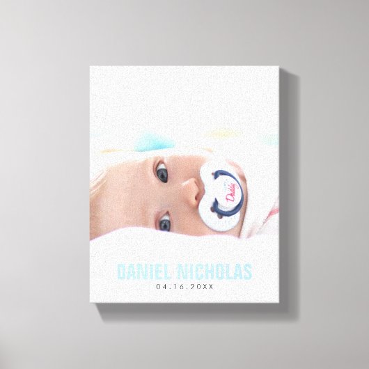 Toile Nom du bébé bleu Photo (Recto)