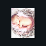 Toile Nom du bébé rose Photo<br><div class="desc">Design photo simple et chic à fond saigné. Personnalisez-le avec la date de naissance de votre bébé,  le nom ou tout texte de votre choix pour une belle pièce murale unique.</div>