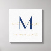Toile Nom du monogramme Initiales Mariage Or bleu Date C (Recto)