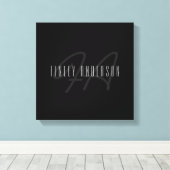 Toile Nom et monogramme élégants modernes | Gris foncé e (Insitu (Plancher de Bois))