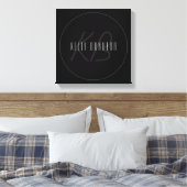 Toile Nom et monogramme élégants modernes | Gris foncé e (Insitu(Chambre))