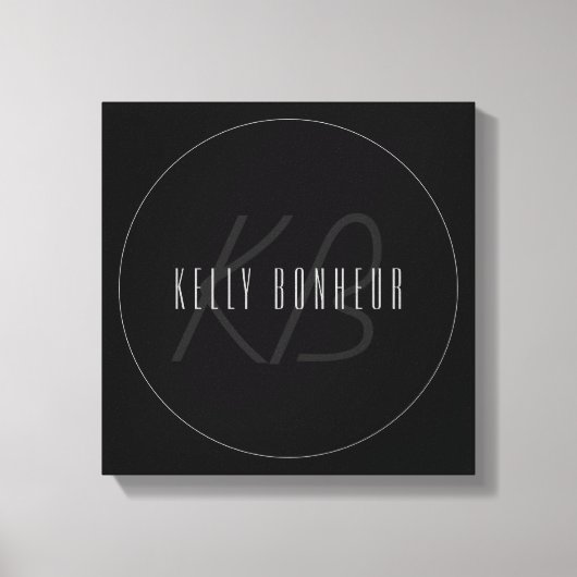 Toile Nom et monogramme élégants modernes | Gris foncé e (Recto)