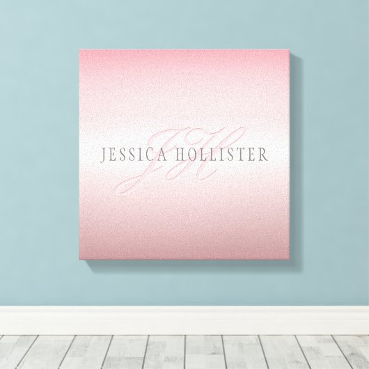 Toile Nom et monogramme | Soft FAUX Rose Gold Blush (Insitu (Plancher de Bois))