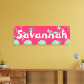 Toile Nom personnalisé Filles Enveloppé Canvas Hot Rose (Insitu(Salon))