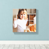 Toile Nom photo et script de votre enfant (Insitu (Plancher de Bois))