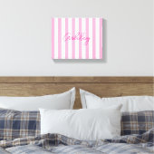 Toile Nom rayé rose pâle et blanc moderne (Insitu(Chambre))