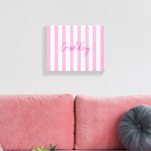 Toile Nom rayé rose pâle et blanc moderne (Insitu(Salon))