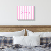 Toile Nom rayé rose pâle et blanc moderne (Insitu(Chambre))