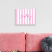 Toile Nom rayé rose pâle et blanc moderne (Insitu(Salon))