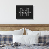 Toile Nom rétro moderne / monogramme modifiable noir et (Insitu(Chambre))