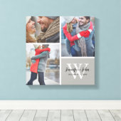 Toile Noms du monogramme mariage et date 3 Collage photo (Insitu (Plancher de Bois))