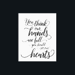 Toile Nos mains sont pleines vous devriez voir nos coeur<br><div class="desc">Immergez votre maison dans la chaleur et l'amour de la famille avec la "Embrace Coeur - Mains Pleines, Coeurs Pleins Imprimer." Cette oeuvre d'art charmant capture l'essence d'une vie familiale occupée mais pleine de joie, inspirée par la citation attachante, "Vous pensez que nos mains sont pleines, vous devriez voir nos...</div>