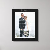 Toile Nos Vows Mariage Script et cadre noir minimal (Recto)